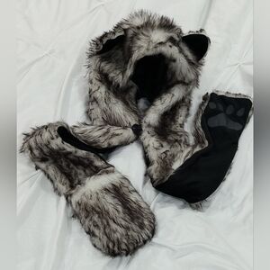 Faux Fur Animal Hood with Paws
